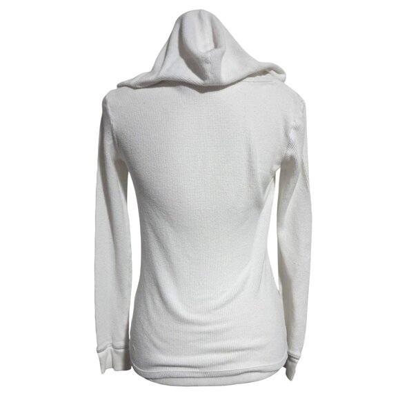 Vintage Y2K Aeropostale White Thermal Hoodie Scoop Neck Butterfly Logo M 2000s A - Picture 7 of 12